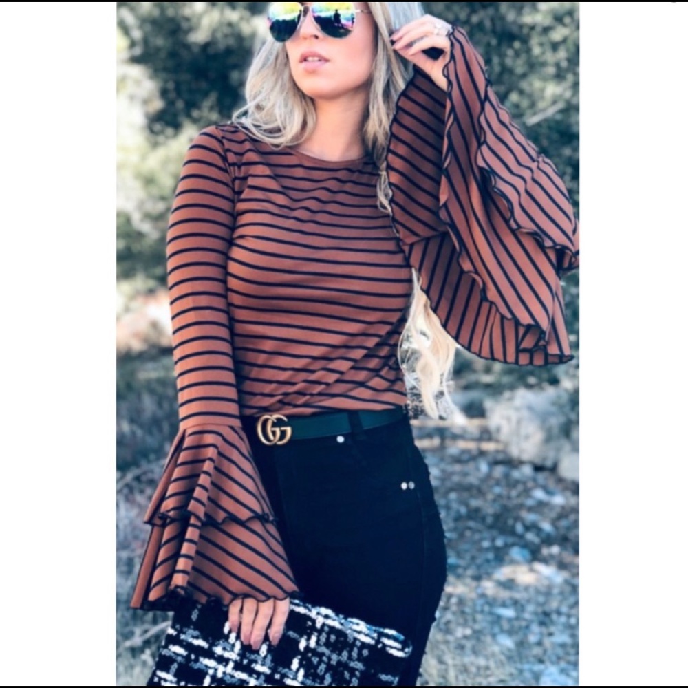 Striped Bell Sleeve Top